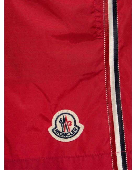 Moncler Badeshorts Aus Nylon Mit Logo in Red für Herren
