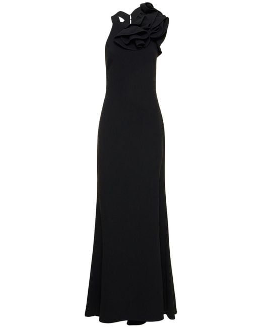 Elie Saab Black Embellished Open-back Cady Gown