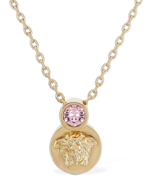 Versace Metallic Medusa Crystal Charm Necklace