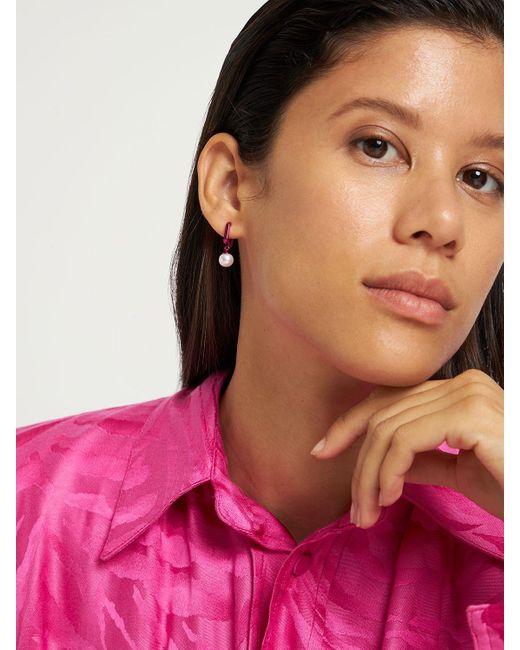 Eera Pink 18kt Mini Pearl Mono Earring