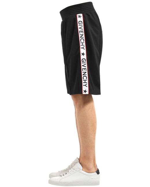 Givenchy Black Acetate Jersey Shorts W/ Logo Bands for men