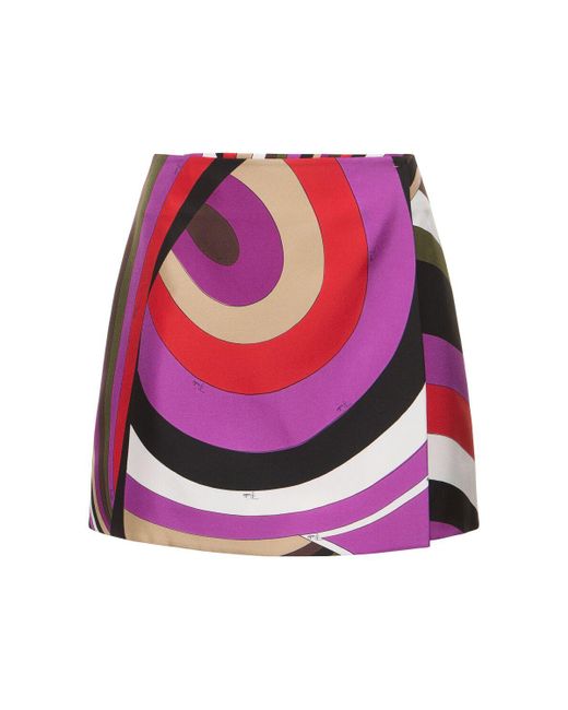 Emilio Pucci Pink Printed Silk Twill Mini Skirt