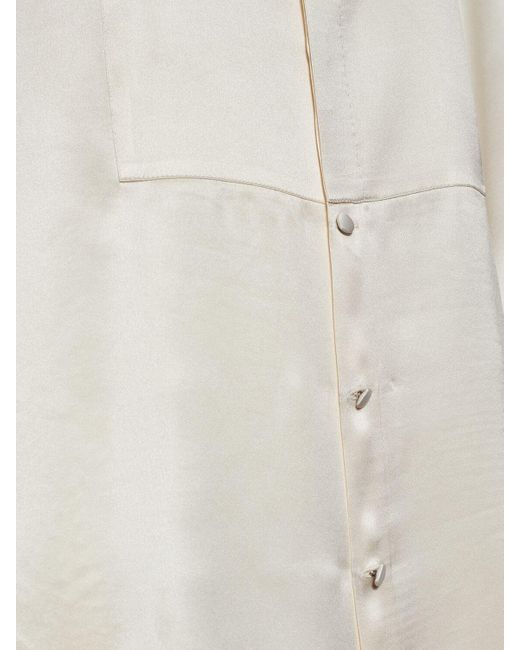 Dolce & Gabbana White Bluse Aus Seidensatin Mit Plastrondetail
