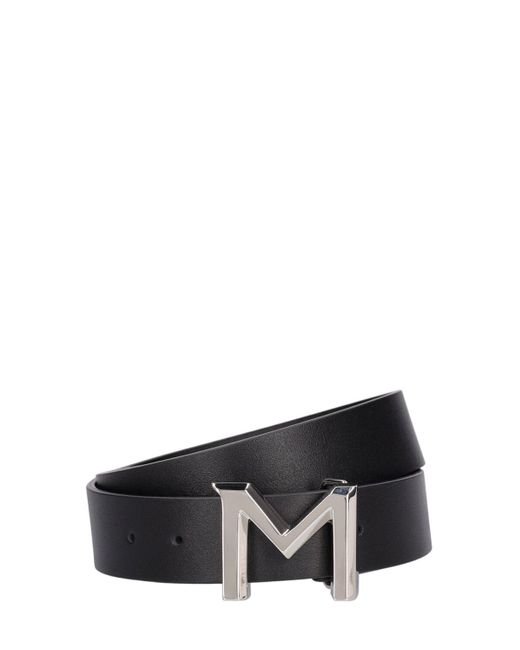 Mugler Logo Buckle Leather Belt in Black für Herren