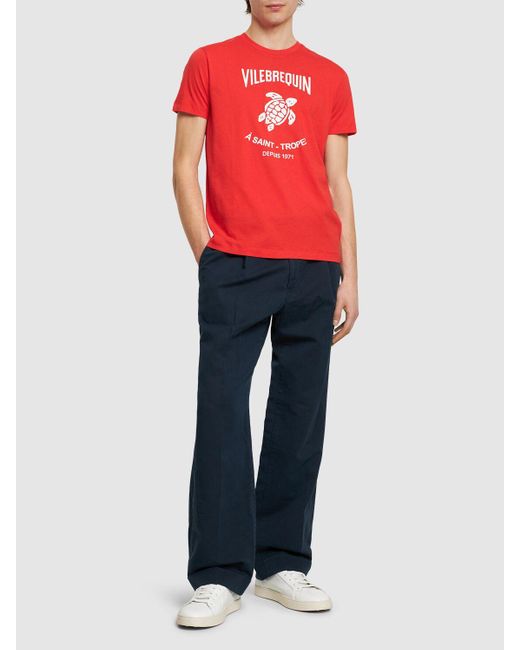 Vilebrequin T-shirt Aus Baumwolljersey Mit Logodruck in Red für Herren