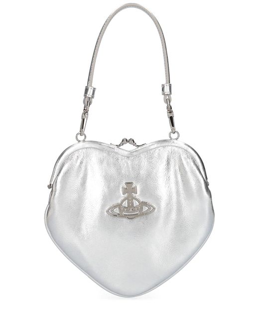 Vivienne Westwood White Belle Heart Faux Leather Frame Bag