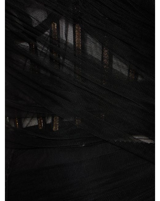 Dolce & Gabbana Black Draped Tulle Strapless Midi Corset Dress