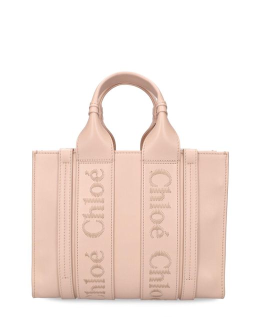 Chloé Pink Woody Small Leather Tote Bag