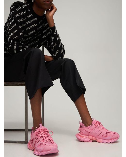 Baskets En Simili-cuir Et Mesh Track 30 Mm Balenciaga en coloris Rose | Lyst