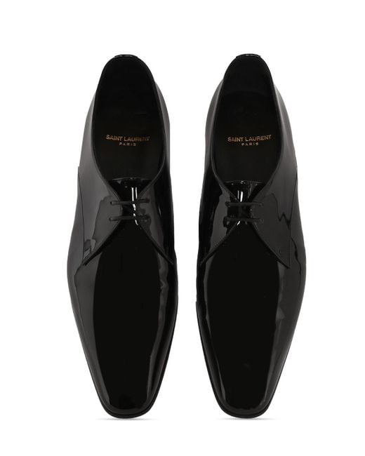 メンズ Saint Laurent Gabriel 20 シャイニーレザーダービーシューズ Black