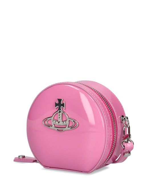 Vivienne Westwood Pink Mini Round Patent Leather Crossbody Bag