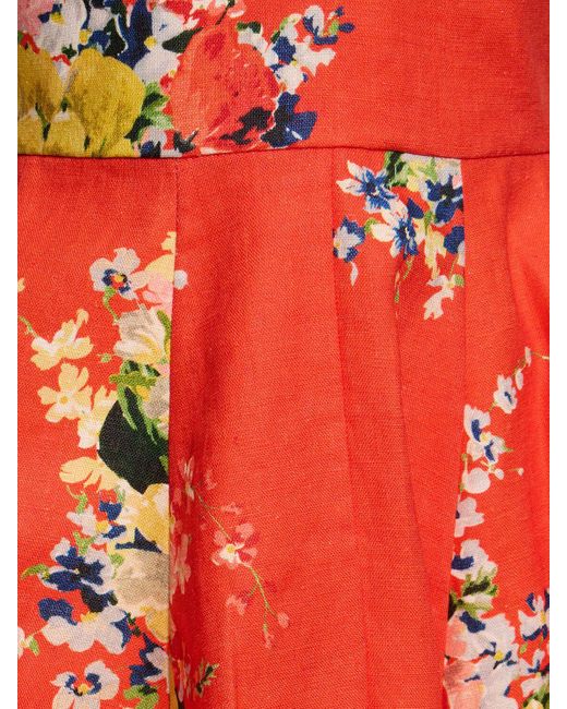 Robe courte évasée en lin alight Zimmermann en coloris Red