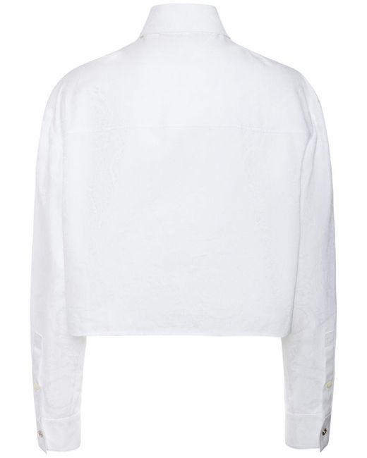 Versace White Barocco Cotton Poplin Crop Shirt