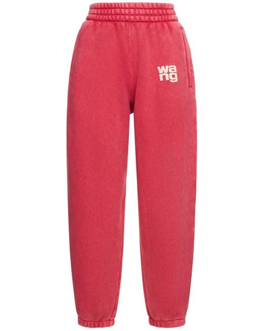 Pantalones de rizo de algodón Alexander Wang de color Red