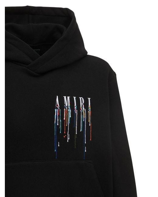 Amiri Paint Drip Logo Cotton Jersey Hoodie in Black for Men