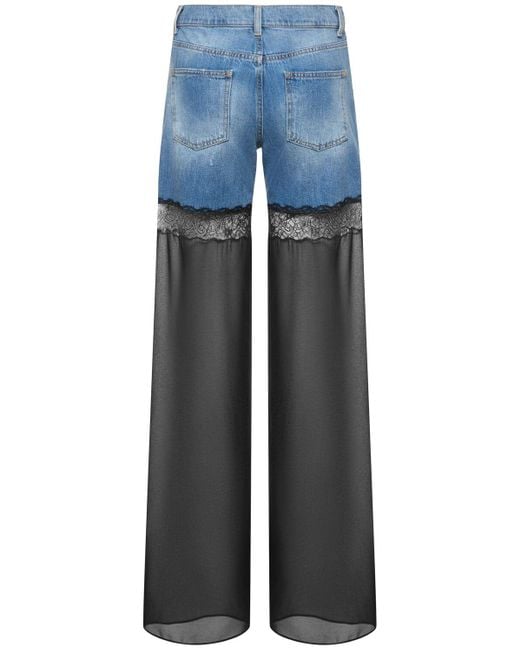 Nensi Dojaka Blue Hybrid Denim & Nylon Jeans