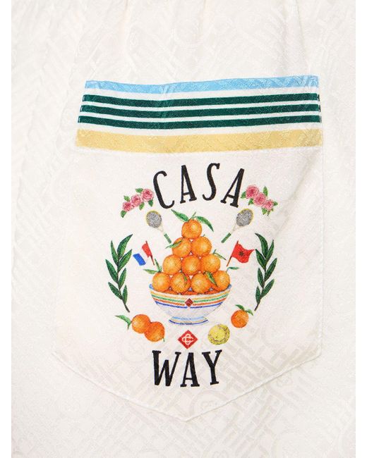 Casablancabrand White Printed Silk Satin Shorts