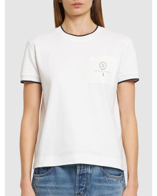 T-shirt in jersey di cotone di Brunello Cucinelli in White