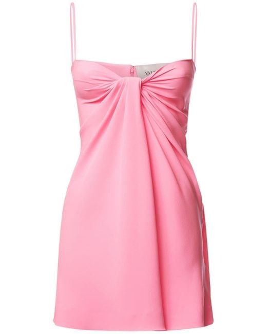 Valentino Pink Knot Draping Silk Cady Mini Dress