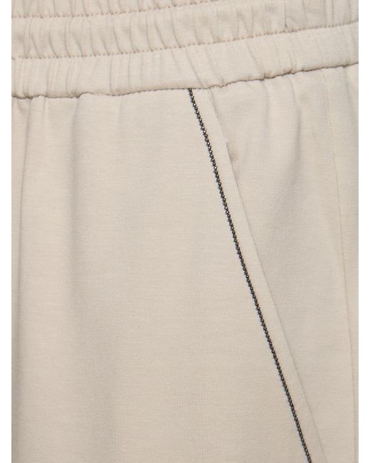 Pantaloni jogger in jersey di cotone / decorazioni di Brunello Cucinelli in Natural