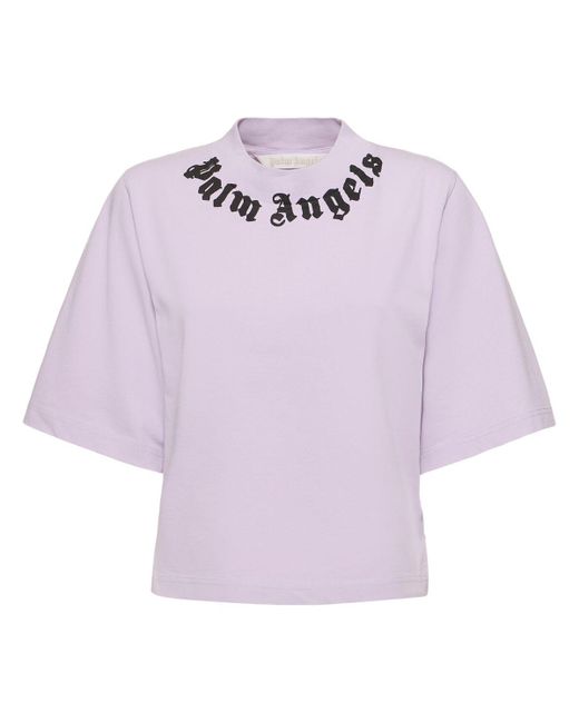 Palm Angels Pink Kurzes T-shirt Aus Baumwolle Mit Logo