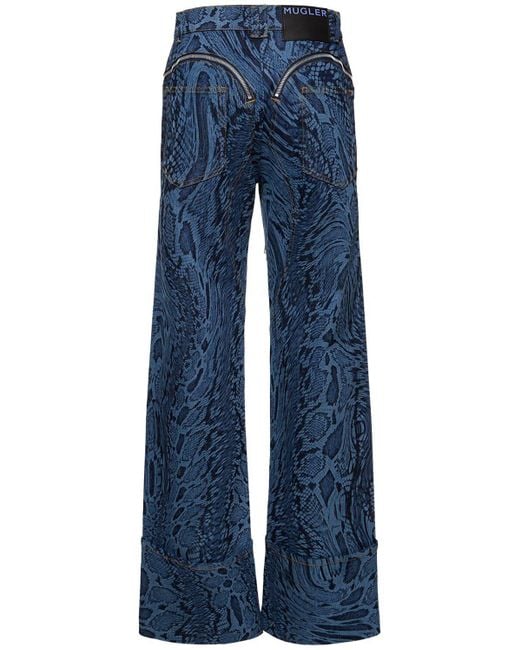 Mugler Blue Gerade Jeans Aus Denim "laser Snake"
