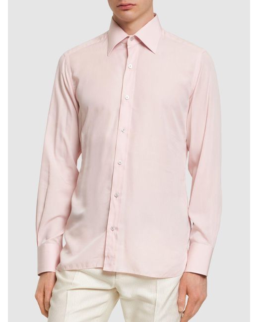 Tom Ford Pink Slim Barrel Cuff Fluid Poplin Shirt for men
