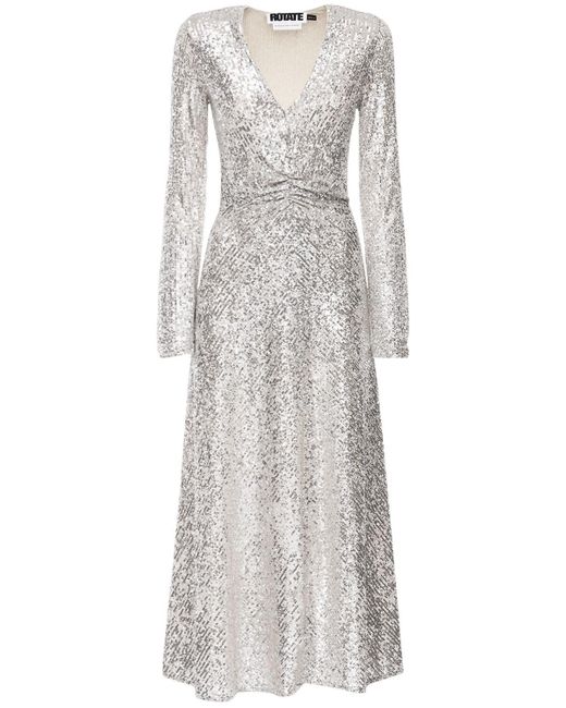 ROTATE BIRGER CHRISTENSEN Sierra Sequined Midi Dress in Silver ...
