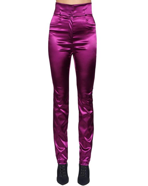 Dolce & Gabbana Purple Satin Pants