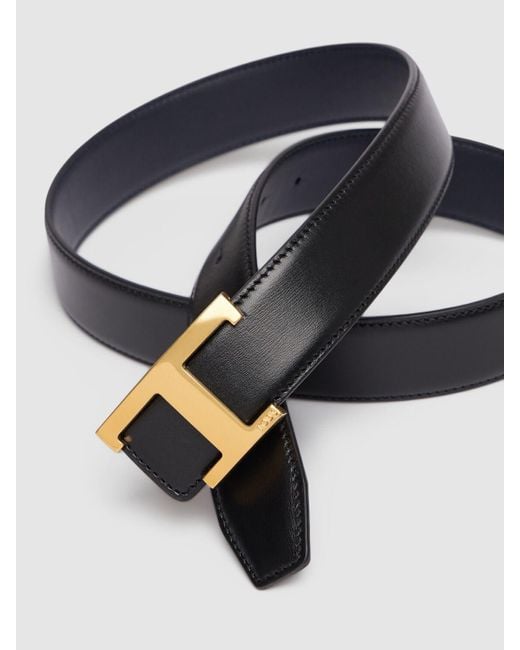 Tod's Blue 3.5cm Reversible Logo Leather Belt for men