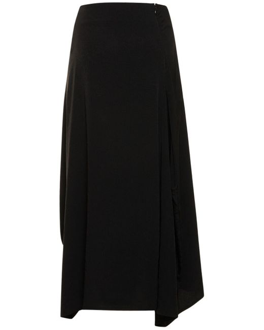 Falda midi de crepe de chine Yohji Yamamoto de color Black