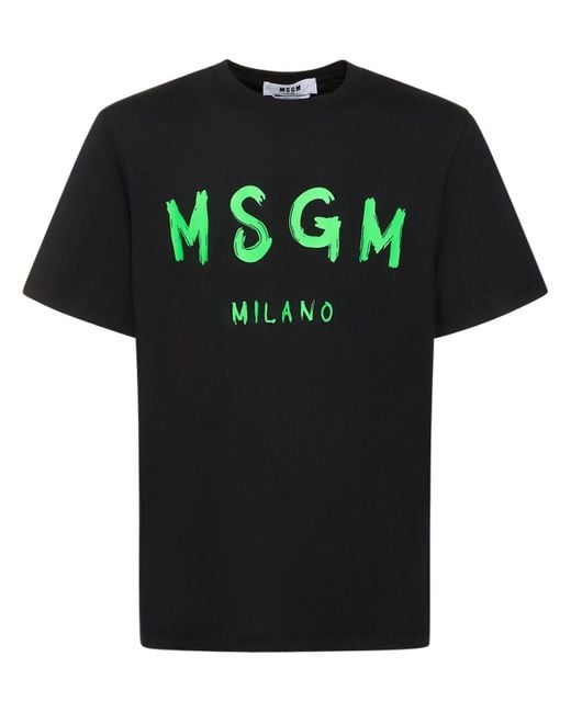 T-shirt en jersey de coton à imprimé logo MSGM pour homme en coloris Black
