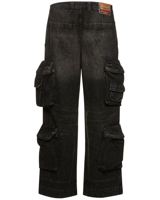 Pantalon cargo en denim de chanvre et coton d-fish DIESEL pour homme en coloris Black