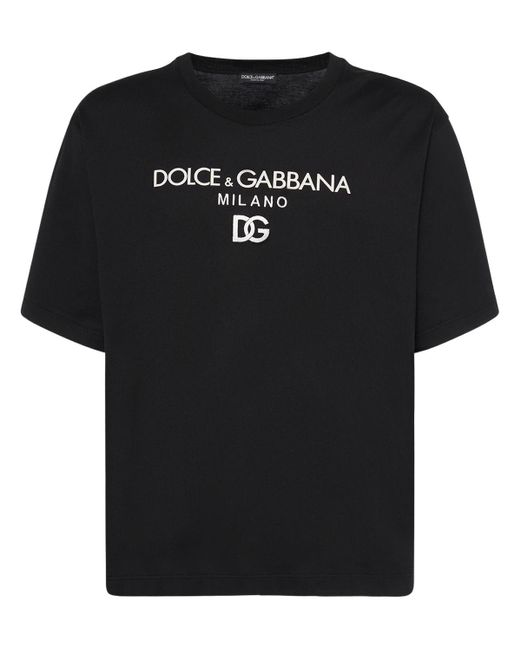 T-shirt in cotone con logo di Dolce & Gabbana in Black da Uomo
