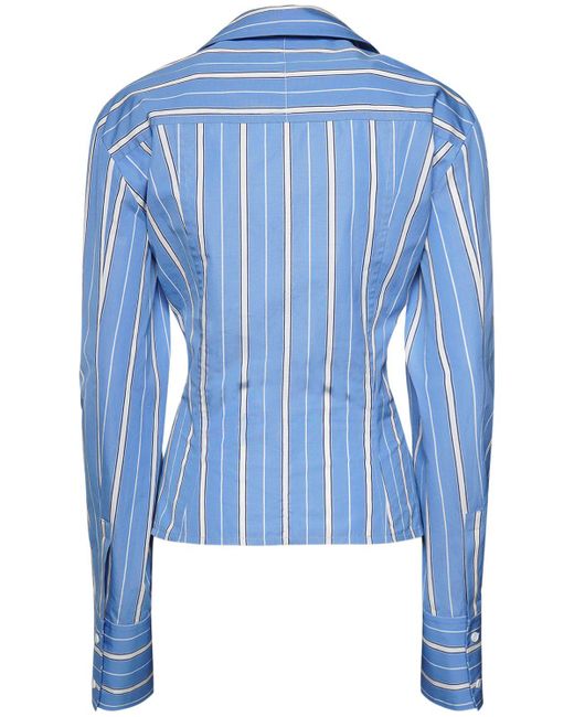 Jacquemus Blue La Chemise Ruban Striped Cotton Shirt