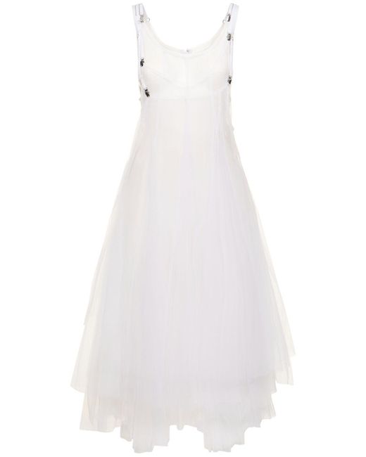 Vestido corto de tul y algodón Noir Kei Ninomiya de color White