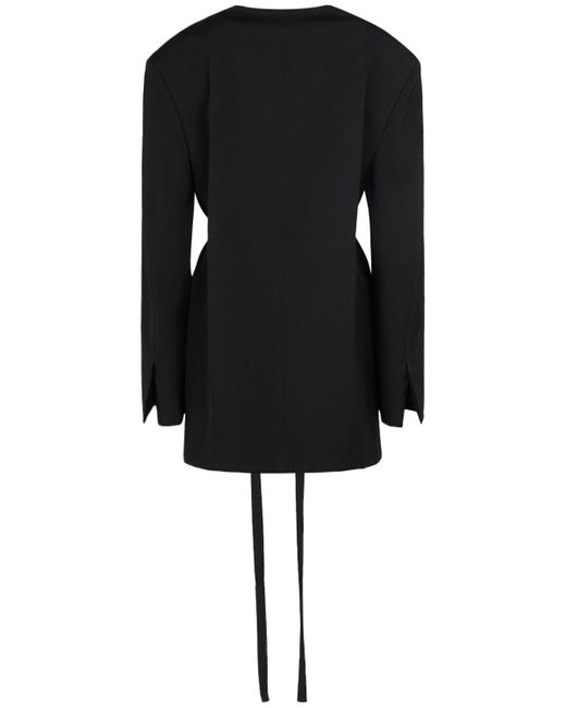 The Row Black Clio Belted Collarless Wool Serge Jacket