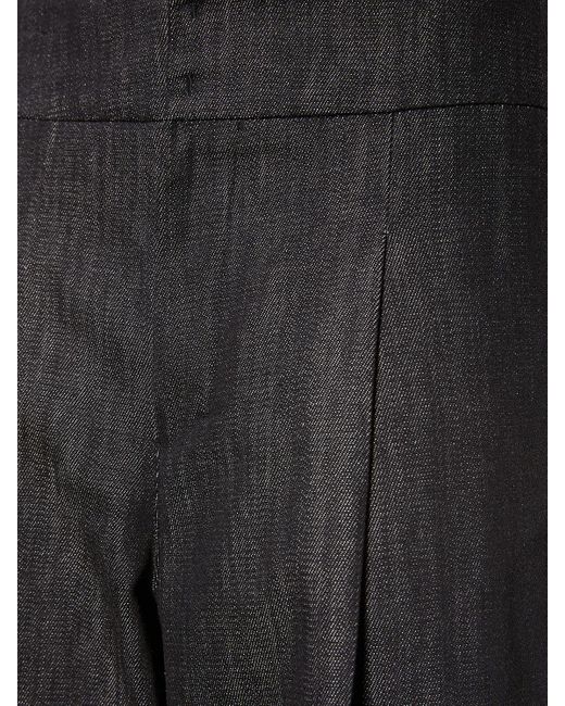 Max Mara Blue Athos Cotton Denim Effect Wide Pants