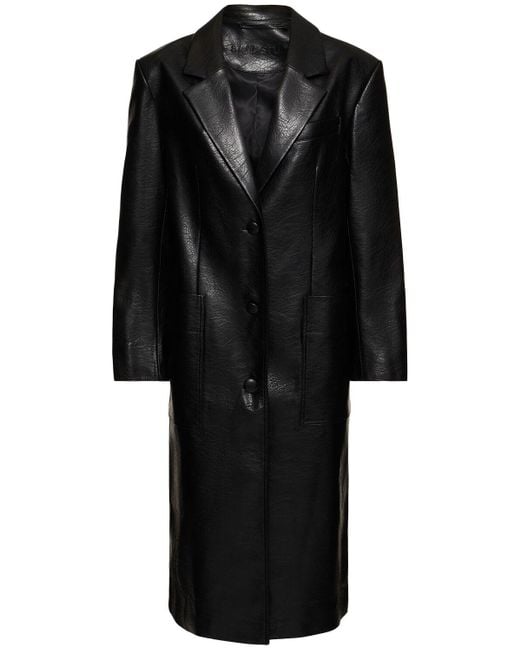 Stand Studio Black Liv Crackled Faux Leather Coat