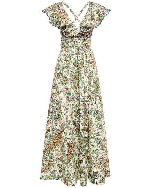 Etro Multicolor Printed Cotton Crisscross Midi Dress