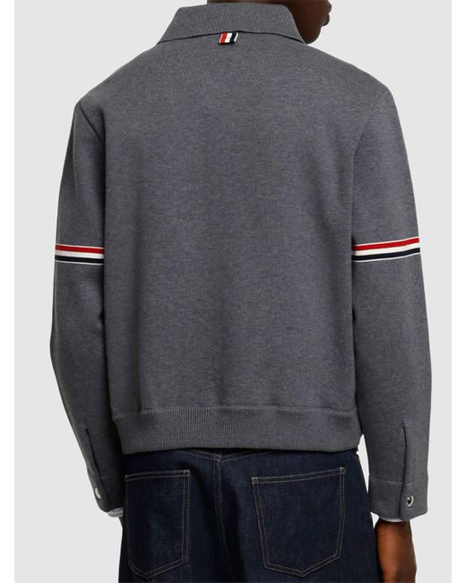 Thom Browne Jacke Aus Baumwollmischung Mit Zipper in Gray für Herren