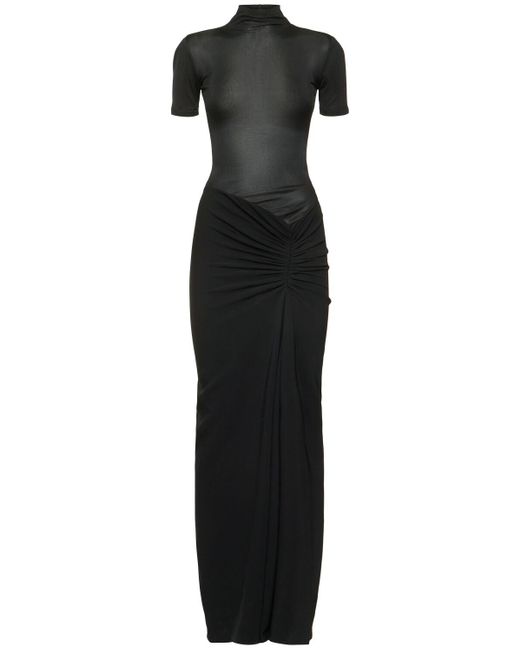 Christopher Esber Black Rüschen-t-shirt-kleid Mit Faille "fusion"