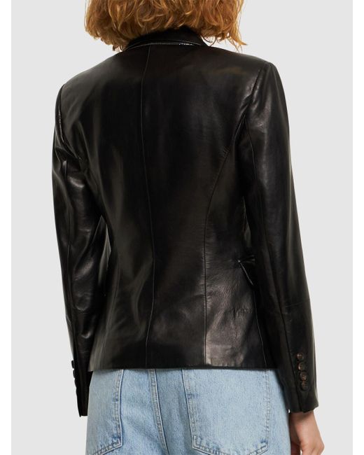 Brunello Cucinelli Black Single Breasted Leather Jacket