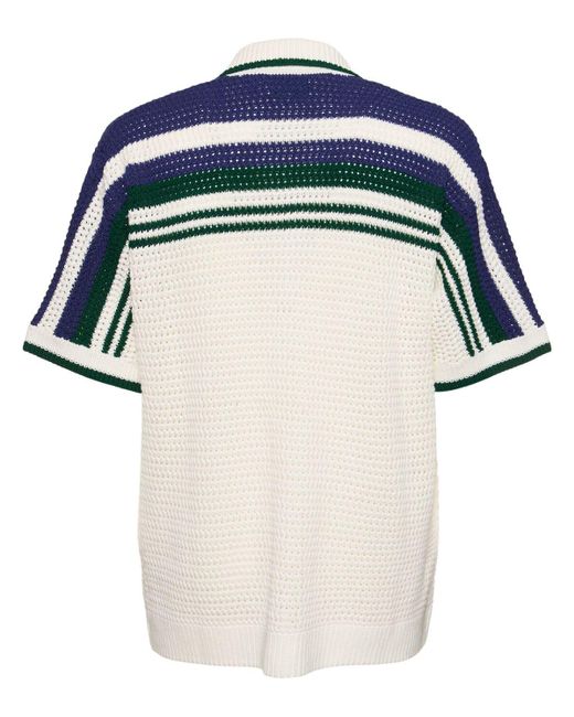 Casablancabrand Blue Tennis Cotton Crochet S/s Shirt for men