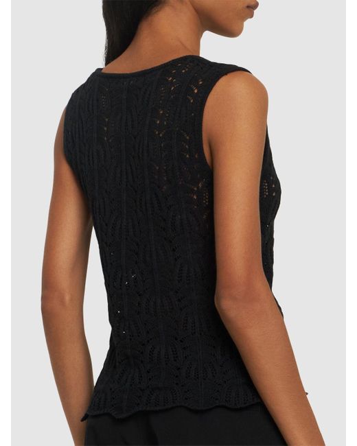 THE GARMENT Black Egypt Crochet Cotton Linen Vest