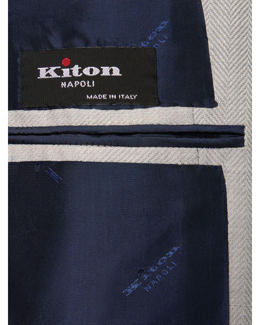 Giacca monopetto in misto cashmere di Kiton in Blue da Uomo