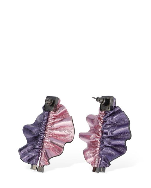 SO-LE STUDIO Purple Mini Alie Leather Stud Earrings