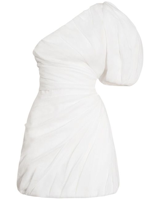 Robe courte en voile de ramie drapée Chloé en coloris White