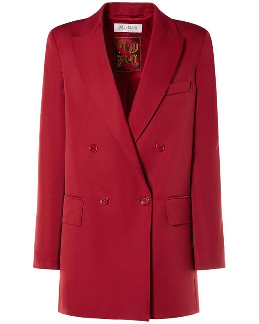 Max Mara Red Pevera Wool & Mohair Long Jacket