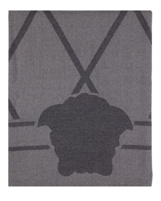 Versace Wool Throw in Gray Lyst